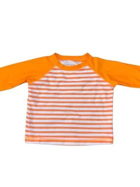 First Impressions Baby Rash Guard 6-9 Months Orange Striped Swim Top UPF 50